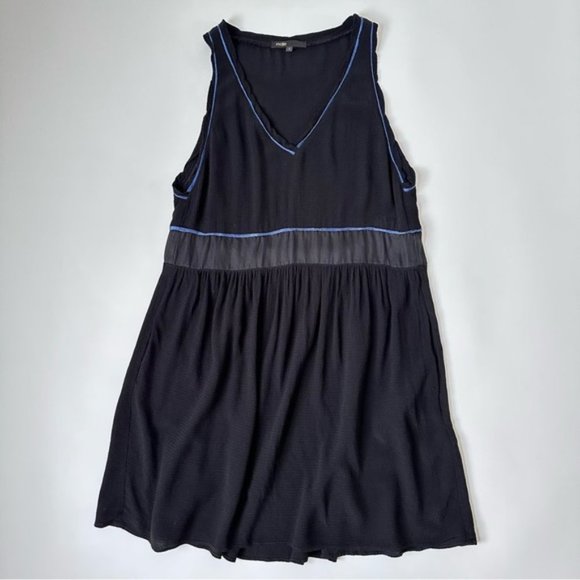 [SOLD] MAJE The Ruben Black & Blue Trim Silk Sleeveless Chiffon Dress Size M - Picture 2 of 14